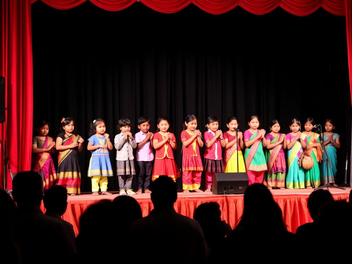 Students of Sangeet Safar performing on stage at the annual function